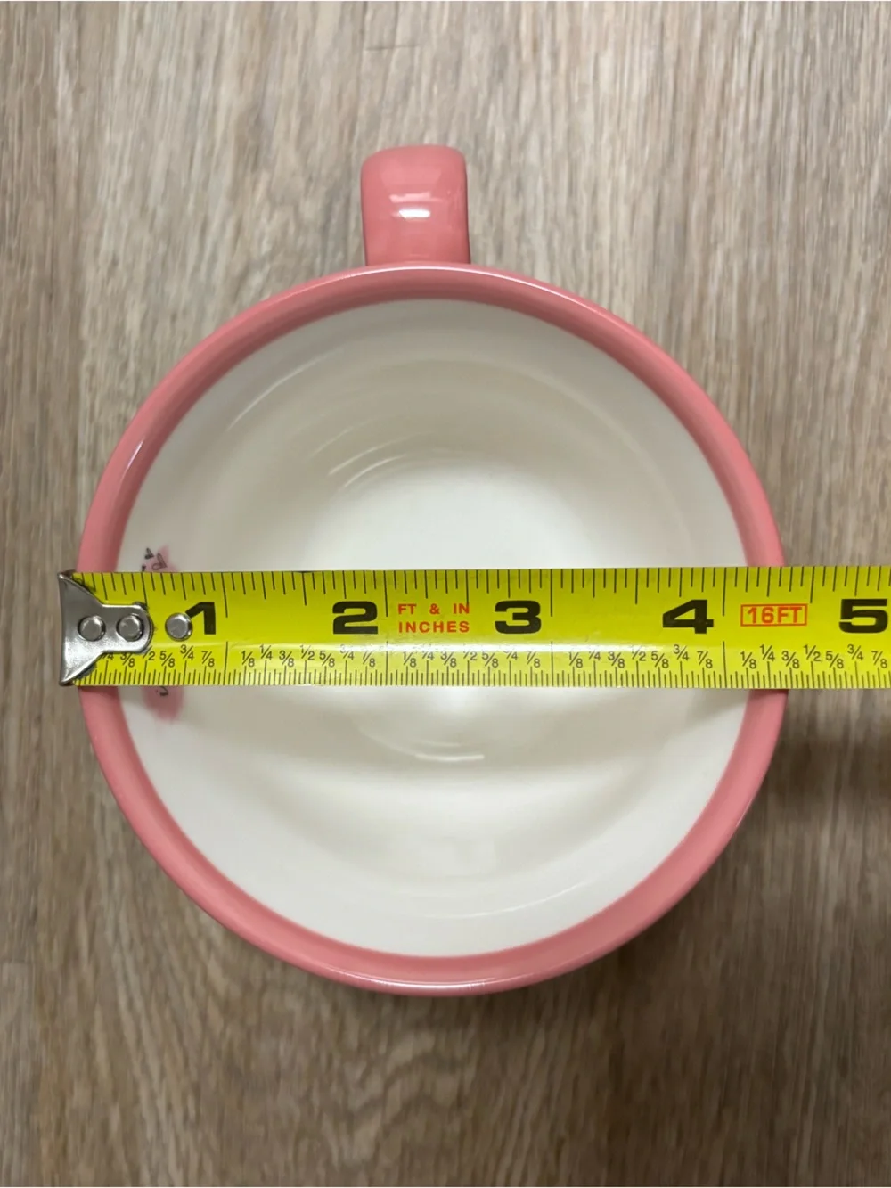Starbucks Cream Ceramic Teacup with Pink Trim and Floral Motif